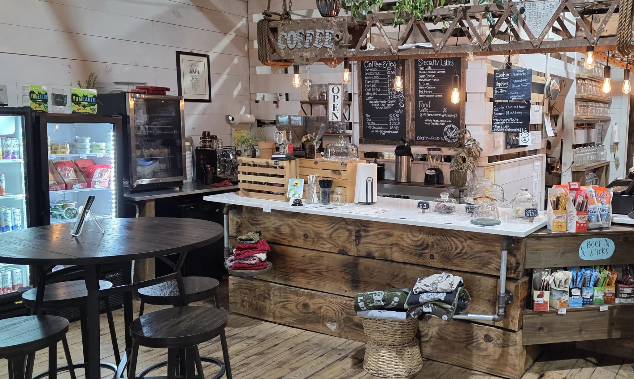 Espresso drinks being prepared at the Summer Rose coffee bar